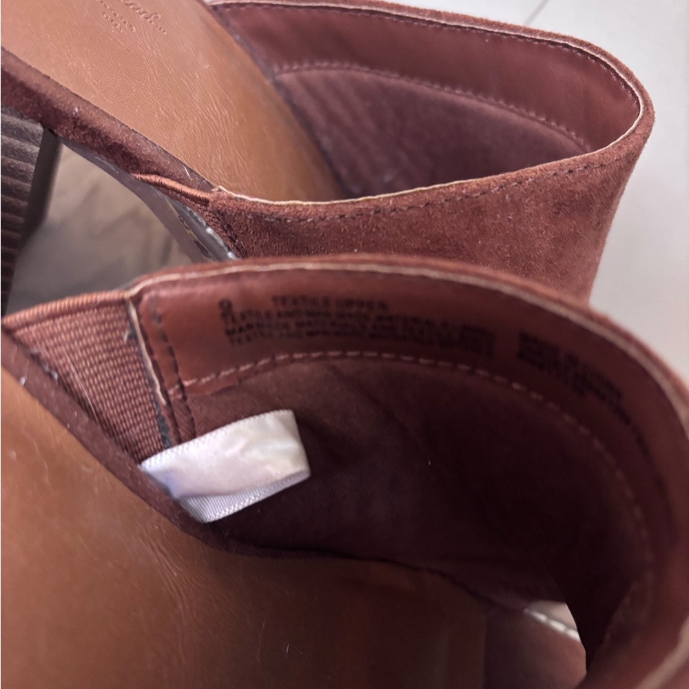 Universal Thread Brown Suede Open-Toe Slide Heels - image 3